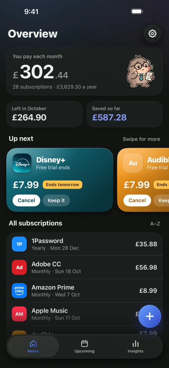 The Overview in dark mode